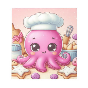 Süße backende Oktopus-Notizblock ohne Inhalt Notizblock