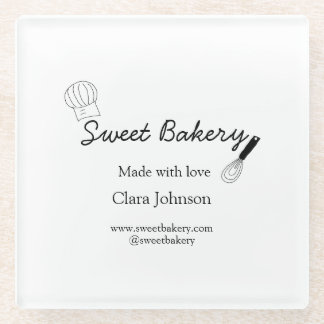 süße Bäckerei mit Liebe gemacht Name Social Media Glasuntersetzer