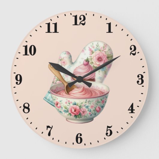 Süße Backliebhaber Küche Große Wanduhr (Vorderseite)