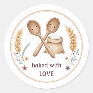 Süße Backwaren mit Liebe Bakery-Aufkleber | Cute B Runder Aufkleber