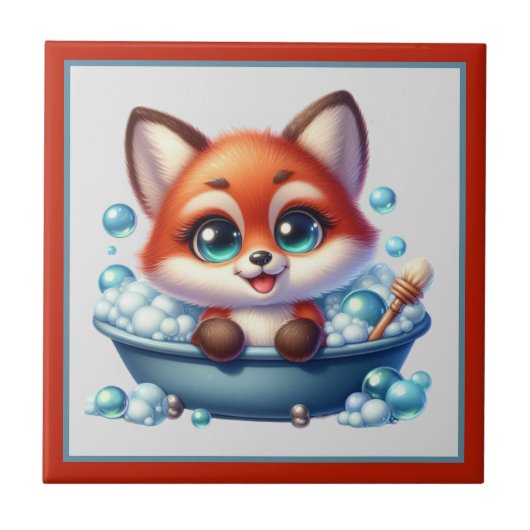 Süße Badewanne Badezimmer Fuchs Fliese (Vorderseite)