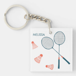 Süße Badminton Federball Schläger CUSTOM Retro Schlüsselanhänger
