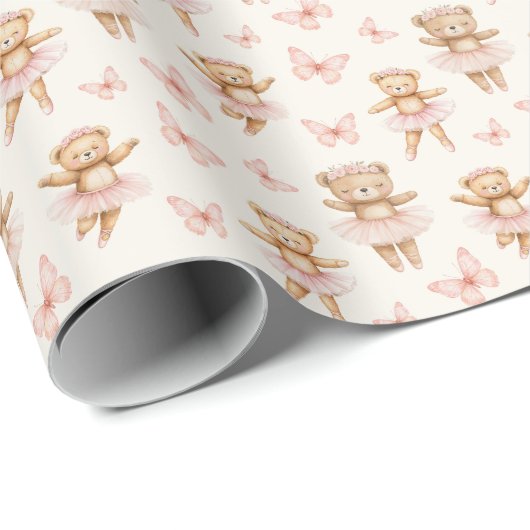 Süße Ballerina-Bären Geschenkpapier (Rolleneckpunkt)
