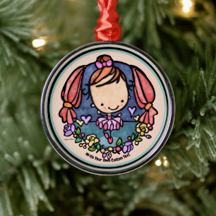 Süße Ballerina Kawaii Balletttänzerin Whimsical Ornament Aus Metall