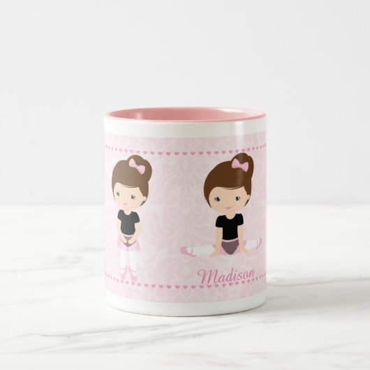 Süße Ballerina personalisiert Zweifarbige Tasse (Mittel)