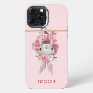 Süße Ballerina Rosa Ballett-Häschen personalisiert iPhone 13 Pro Max Hülle