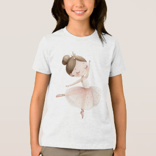 Süße Ballerina Rosa Gold Sterne Aquarell Mädchen Tri-Blend Shirt