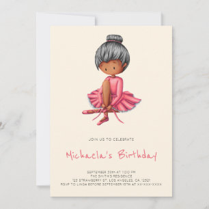 Süße Ballerina Rosa Tutu Schwarzes Mädchen Geburts Einladung