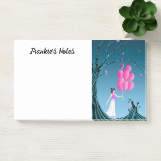 Süße Ballerina und Katze Nachthimmel Post-it Klebezettel