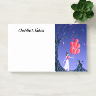 Süße Ballerina und Katze Nachthimmel Post-it Klebezettel