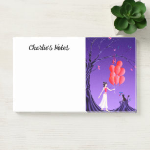 Süße Ballerina und Katze Nachthimmel Post-It Notiz