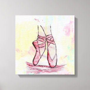 Süße Ballettschuhe Skizze Wasserfarbe handgezeichn Leinwanddruck