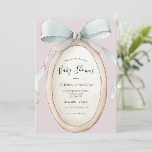Süße Bänder & Schleifen Vintage Rosa Baby-Party Einladung