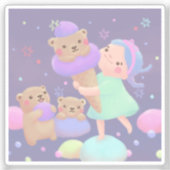 Süße-Bär-Eiscreme-Illustration Aufkleber (Vorderseite)