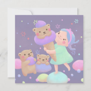 Süße-Bär-Eiscreme-Illustration Dankeskarte