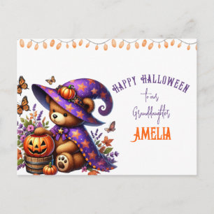 Süße Bär Hexe Halloween Enkelin Feiertagspostkarte