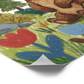 Süße Bär-Kreidezeichnung Kind Poster (Ecke)