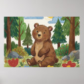 Süße Bär-Kreidezeichnung Kind Poster (Vorne)