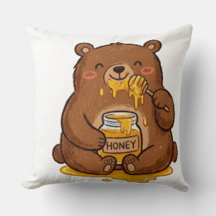 Süße Bär Teddybär Honig trinkender Kaffeebecher Kissen