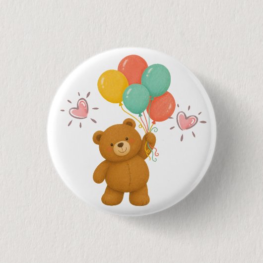 Süße Bären-Ballon-Taste Button (Vorderseite)