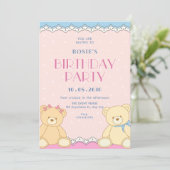 Süße Bären Geburtstag Einladung (Stehend Vorderseite)