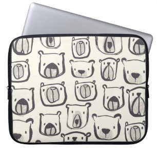 Süße Bären-Gesicht handgezeichnete Doodles Illustr Laptopschutzhülle