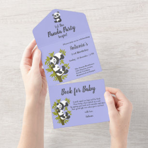Süße Bären Pandas Party Junge Geburtstag All In One Einladung