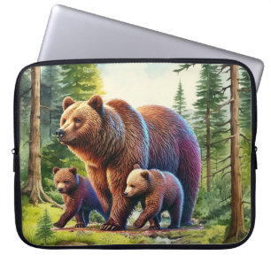 Süße Bärenfamilie Wald Laptopschutzhülle