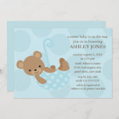 Süße Bärn-Regenschirm-Jungen-Babyparty-Einladung Einladung (Vorne/Hinten)