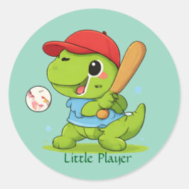 Süße Baseball-Dinosaurier-T-Rex-Sportillustration Runder Aufkleber