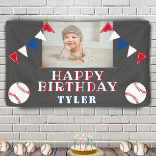 Süße Baseball-Flaggen Kinder Foto Geburtstagsfeier Banner