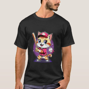 Süße Baseball-Katze, Slugger-Katzenzubehör für Kin T-Shirt