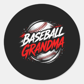 Süße Baseball-Oma im Partnerlook Runder Aufkleber