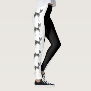 Süße Basenji-Hund-Illustration in Schwarz-Weiß Leggings
