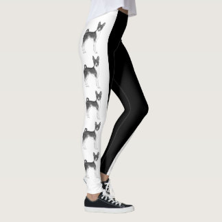 Süße Basenji-Hund-Illustration in Schwarz-Weiß Leggings