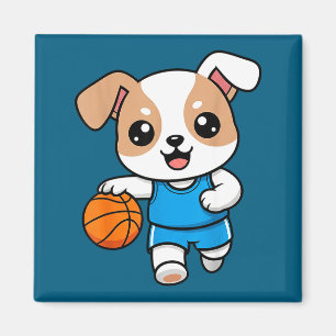 Süße Basketball-Welpen-Cartoon-Sportskunst Magnet