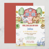 Süße Bauernhof-Tiergeburtstagsfeier Einladung (Vorne/Hinten)