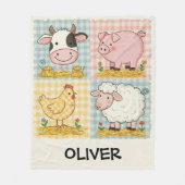 Süße Bauernhoftiere Gingham Barnyard Fleecedecke (Vorderseite)