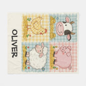 Süße Bauernhoftiere Gingham Barnyard Fleecedecke (Vorderseite (Horizontal))