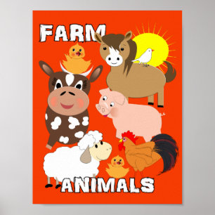 Süße Bauernhoftiere Kinder Whimsy Bild Poster