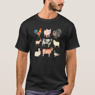 Süße Bauernhoftiere Kuh Schwein Huhn Kaninchen Ent T-Shirt