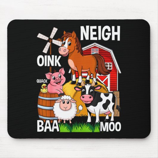 Süße Bauernhoftiere mit Geräuschen Mousepad (Vorne)