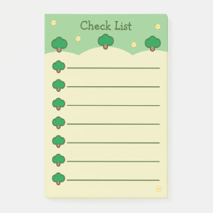 Süße Bäume Grün und Creme Checkliste Post-it Klebezettel