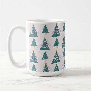 Süße Bäume Kritzeleien Rosa Grün Kaffeetasse