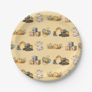 Süße Baustellen-Baby-Party Pappteller