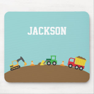 Süße Baustellenfahrzeuge Personalisiert für Jungen Mousepad