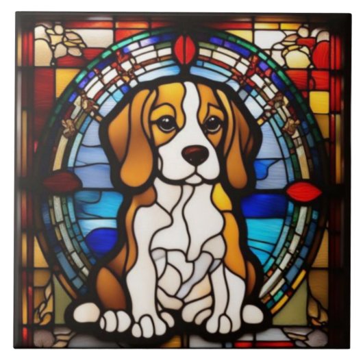 Süße Beagle-Dekorationskeramikfliese Fliese (Vorderseite)