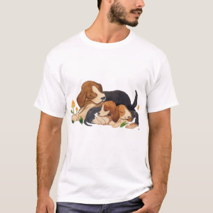 Süße Beagle-Hunde und Schmetterling Aquarell-Illus T-Shirt