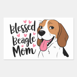 Süße Beagle-Mutter Fell-Mama Cartoon-Hundeliebhabe Rechteckiger Aufkleber