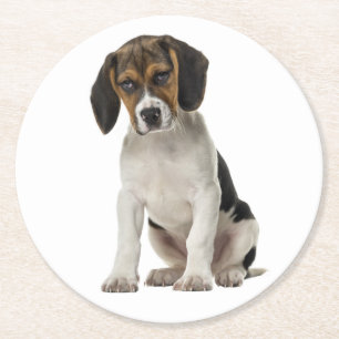 Süße Beagle-Mutter-Hundliebhaber-Welpen-Vater Adop Runder Pappuntersetzer